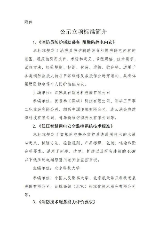 关于《旋转自动喷水灭火装置》等4部团体标准立项的公示