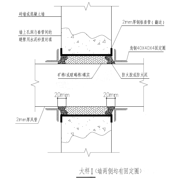 防火阀在不同位置的安装示意图