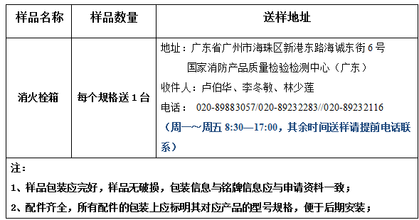 消火栓箱产品型式试验业务办理指南（广东所）