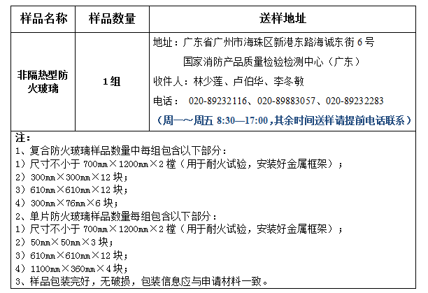 非隔热型防火玻璃型式试验业务办理指南(广东所)