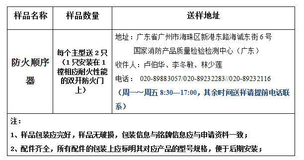 防火顺序器型式试验业务办理指南（广东所）