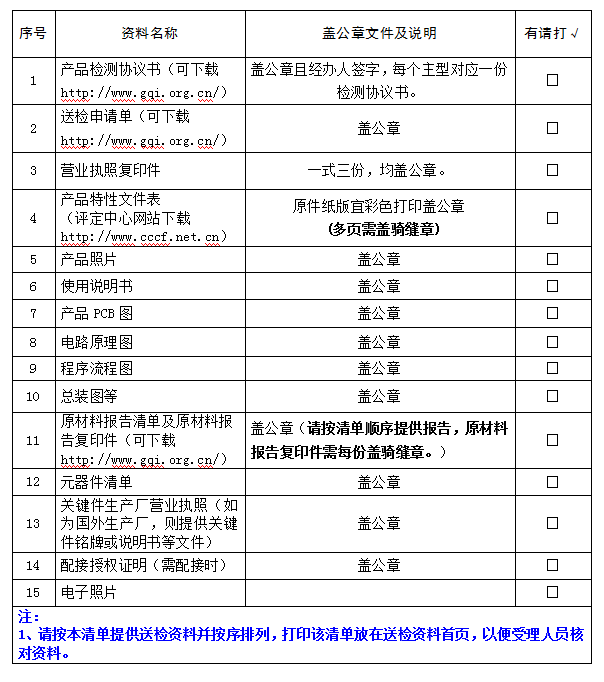 可燃气体报警控制器产品认证型式试验业务受理送检资料清单（广东所）