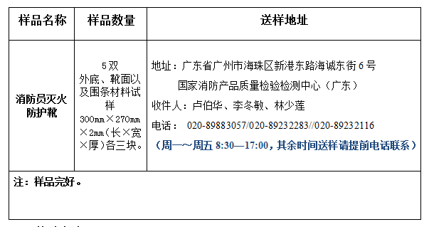 消防员灭火防护靴产品认证型式试验业务办理指南（广东所）