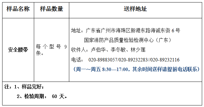 安全腰带产品认证型式试验业务办理指南（广东所）