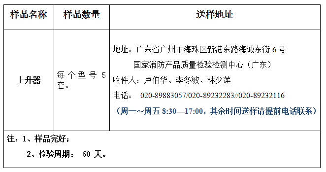 上升器产品认证型式试验业务办理指南（广东所）